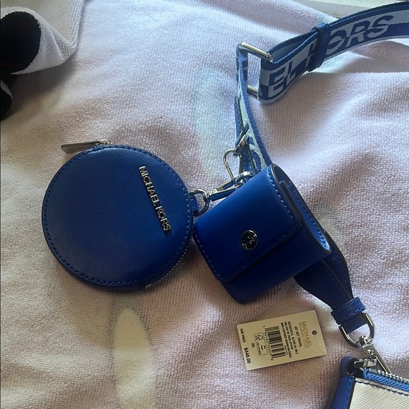 Michael Kors Blue and White Crossbody Bag with Silver Hardware - Picture 2 of 5